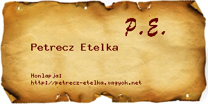 Petrecz Etelka névjegykártya